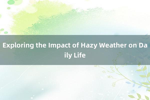 Exploring the Impact of Hazy Weather on Daily Life