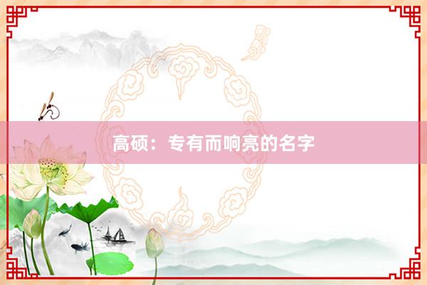 高硕：专有而响亮的名字